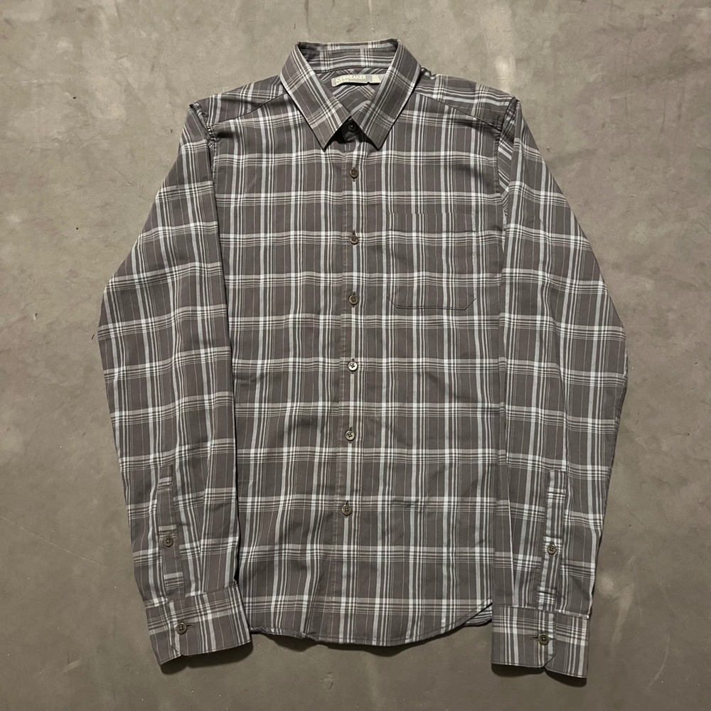 Icebreaker Plaid Merino Wool Button Up Long Sleeve Shirt Mens‎ Small Grey